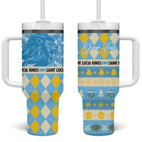 Personalized St Lucia Cricket Christmas Tumbler With Handle Merry Xmas Kings - Wonder Print Shop
