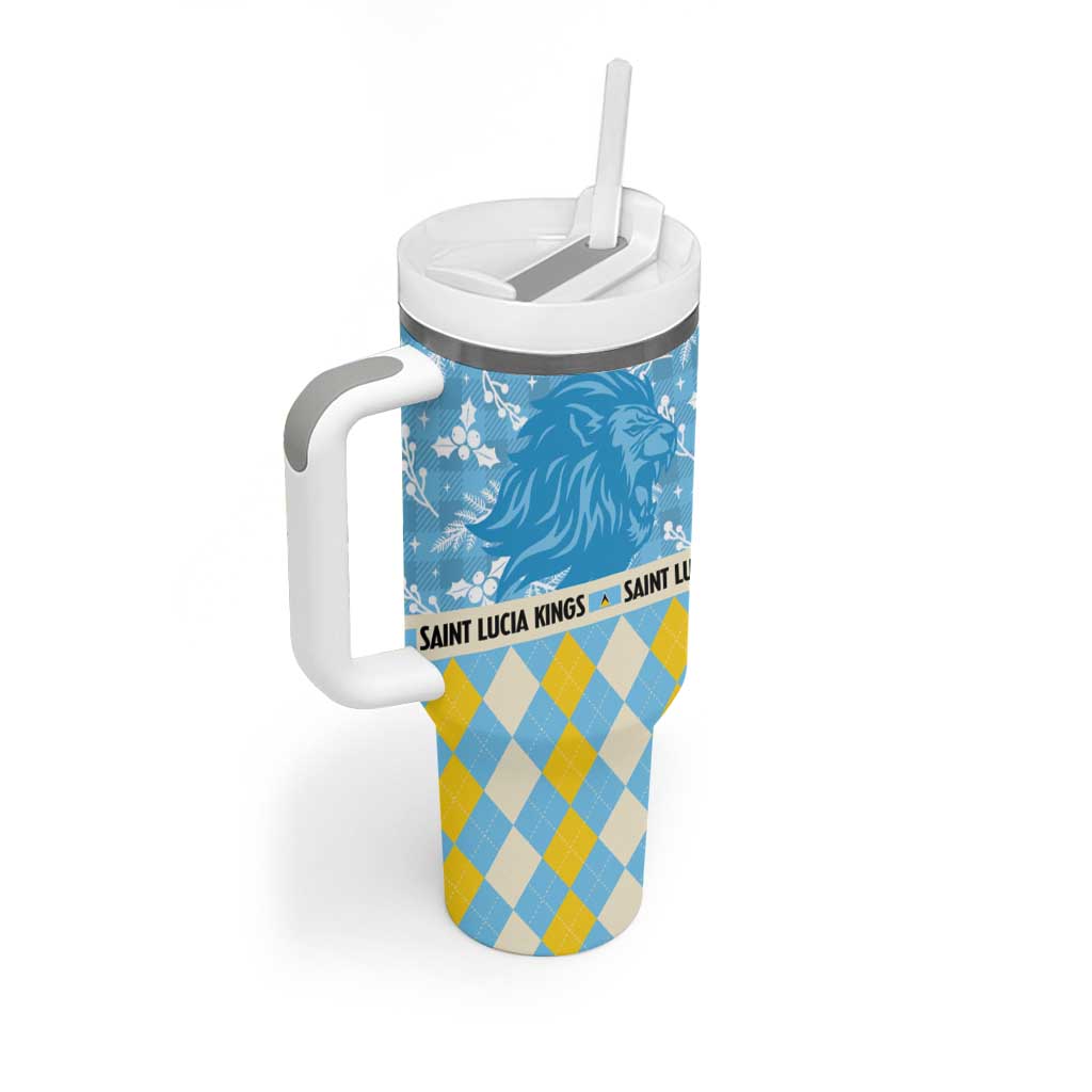 Personalized St Lucia Cricket Christmas Tumbler With Handle Merry Xmas Kings - Wonder Print Shop