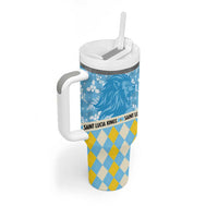 Personalized St Lucia Cricket Christmas Tumbler With Handle Merry Xmas Kings - Wonder Print Shop