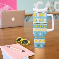 Personalized St Lucia Cricket Christmas Tumbler With Handle Merry Xmas Kings - Wonder Print Shop