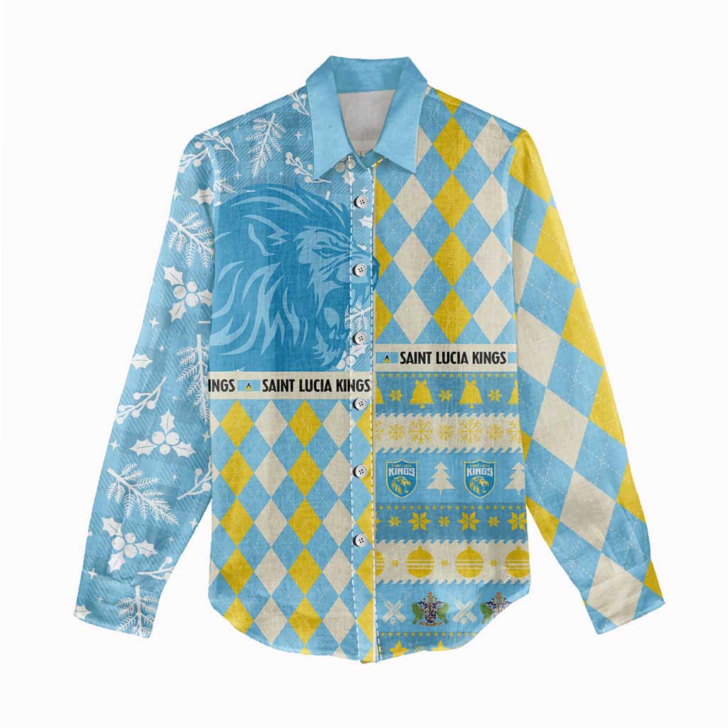 Personalized St Lucia Cricket Christmas Women Casual Shirt Merry Xmas Kings - Wonder Print Shop