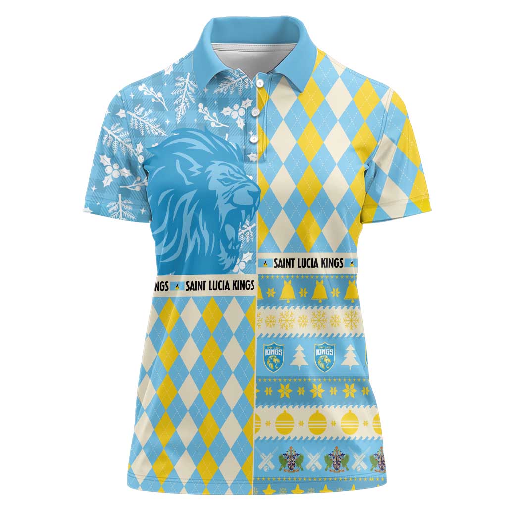Personalized St Lucia Cricket Christmas Women Polo Shirt Merry Xmas Kings - Wonder Print Shop