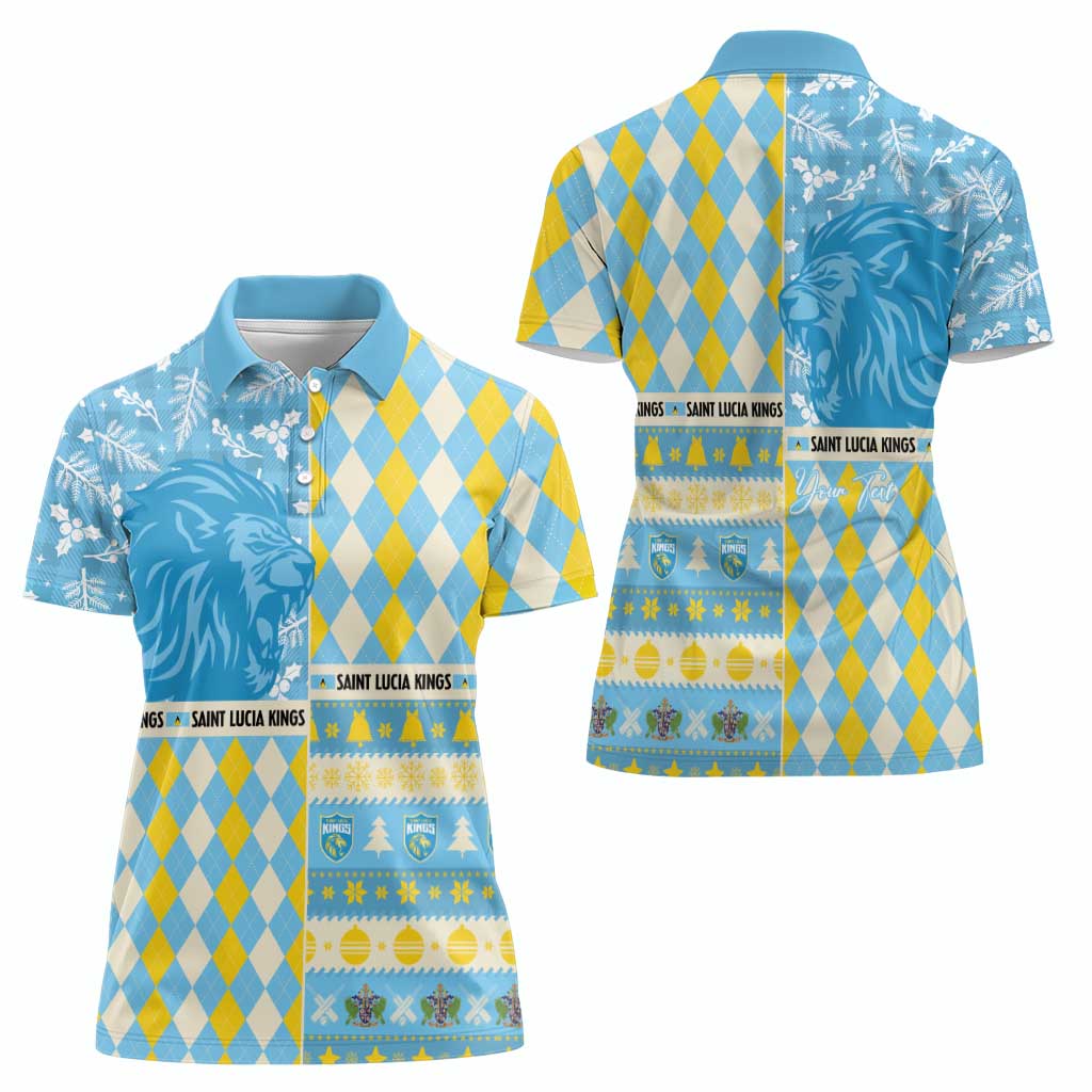Personalized St Lucia Cricket Christmas Women Polo Shirt Merry Xmas Kings - Wonder Print Shop