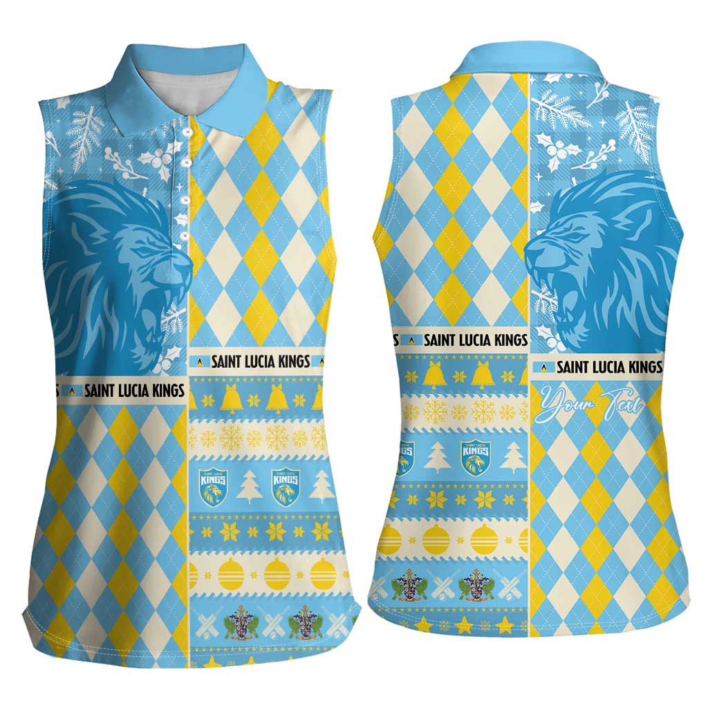 Personalized St Lucia Cricket Christmas Women Sleeveless Polo Shirt Merry Xmas Kings - Wonder Print Shop
