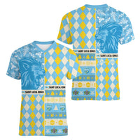 Personalized St Lucia Cricket Christmas Women V-Neck T-Shirt Merry Xmas Kings - Wonder Print Shop