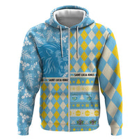 Personalized St Lucia Cricket Christmas Zip Hoodie Merry Xmas Kings - Wonder Print Shop