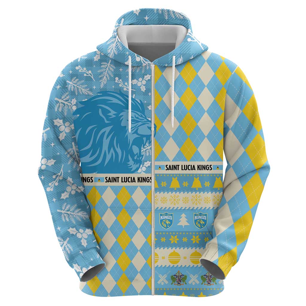 Personalized St Lucia Cricket Christmas Zip Hoodie Merry Xmas Kings - Wonder Print Shop