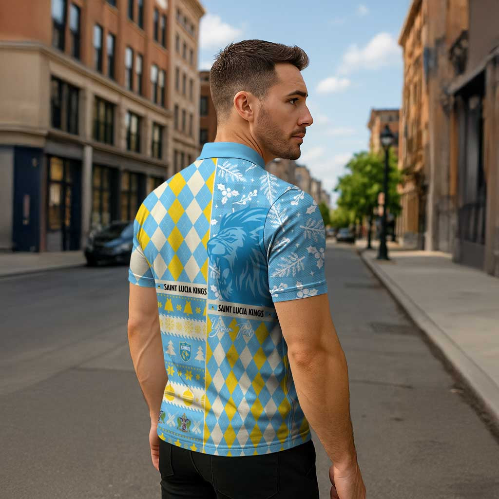 Personalized St Lucia Cricket Christmas Zipper Polo Shirt Merry Xmas Kings - Wonder Print Shop