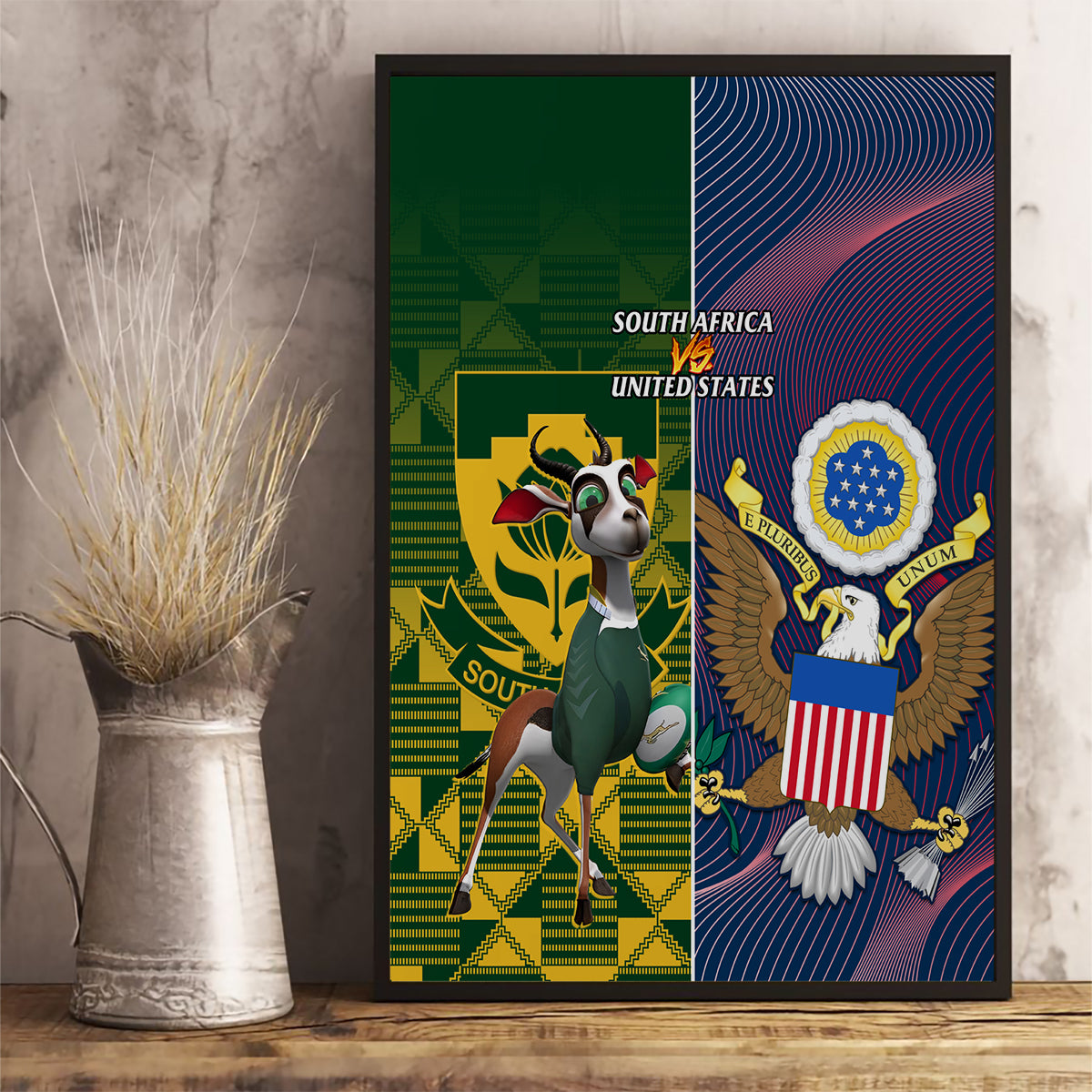 South Africa And United States Rugby Canvas Wall Art 2023 Springboks Combine Eagles - Wonder Print Shop