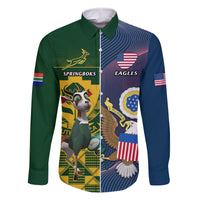 South Africa And United States Rugby Family Matching Off Shoulder Long Sleeve Dress and Hawaiian Shirt 2023 Springboks Combine Eagles - Wonder Print Shop