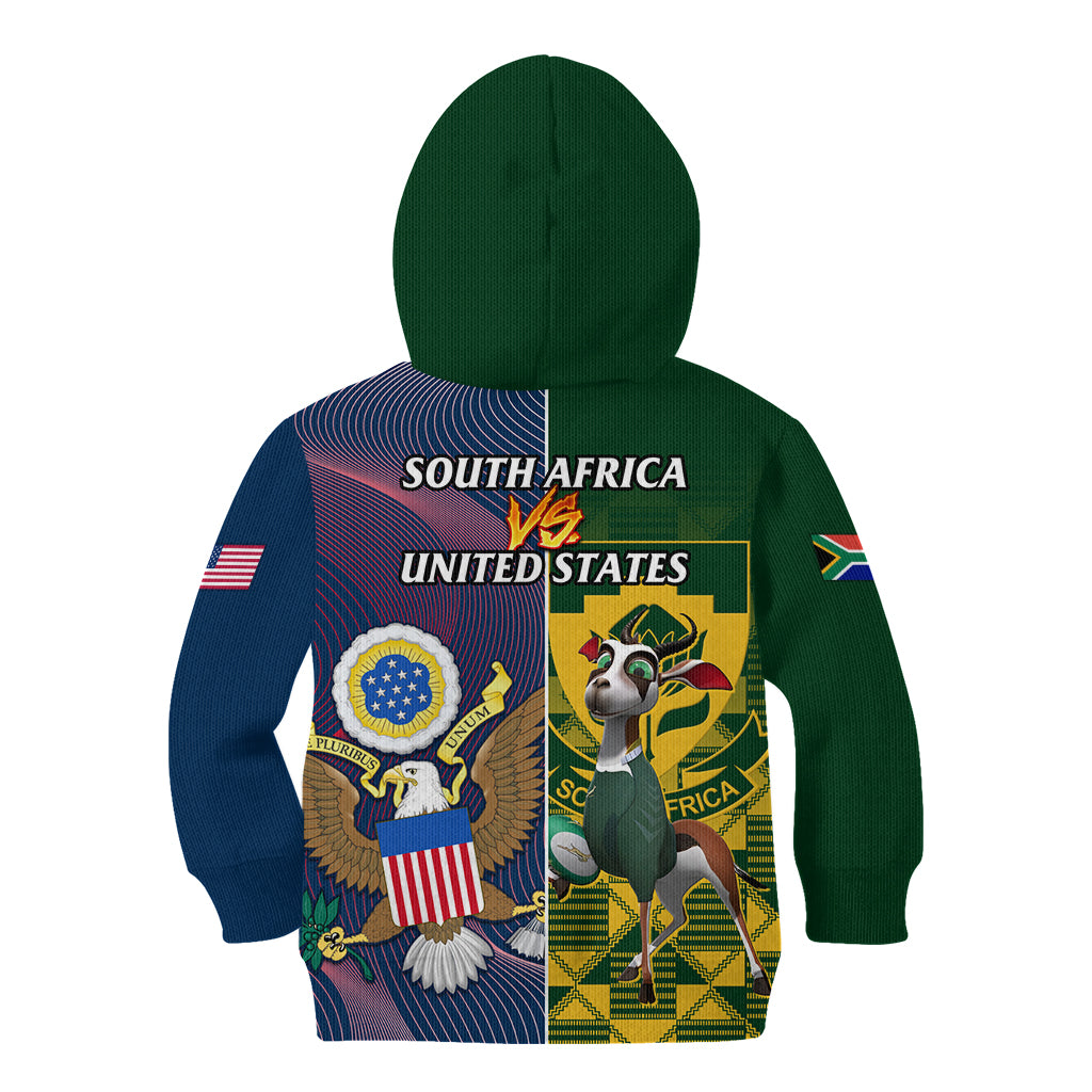 South Africa And United States Rugby Kid Hoodie 2023 Springboks Combine Eagles - Wonder Print Shop
