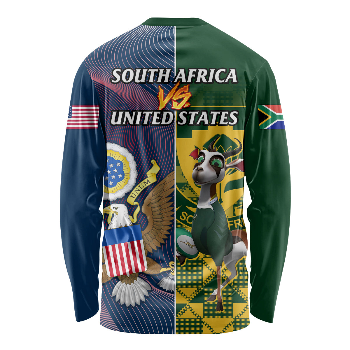South Africa And United States Rugby Long Sleeve Shirt 2023 Springboks Combine Eagles - Wonder Print Shop