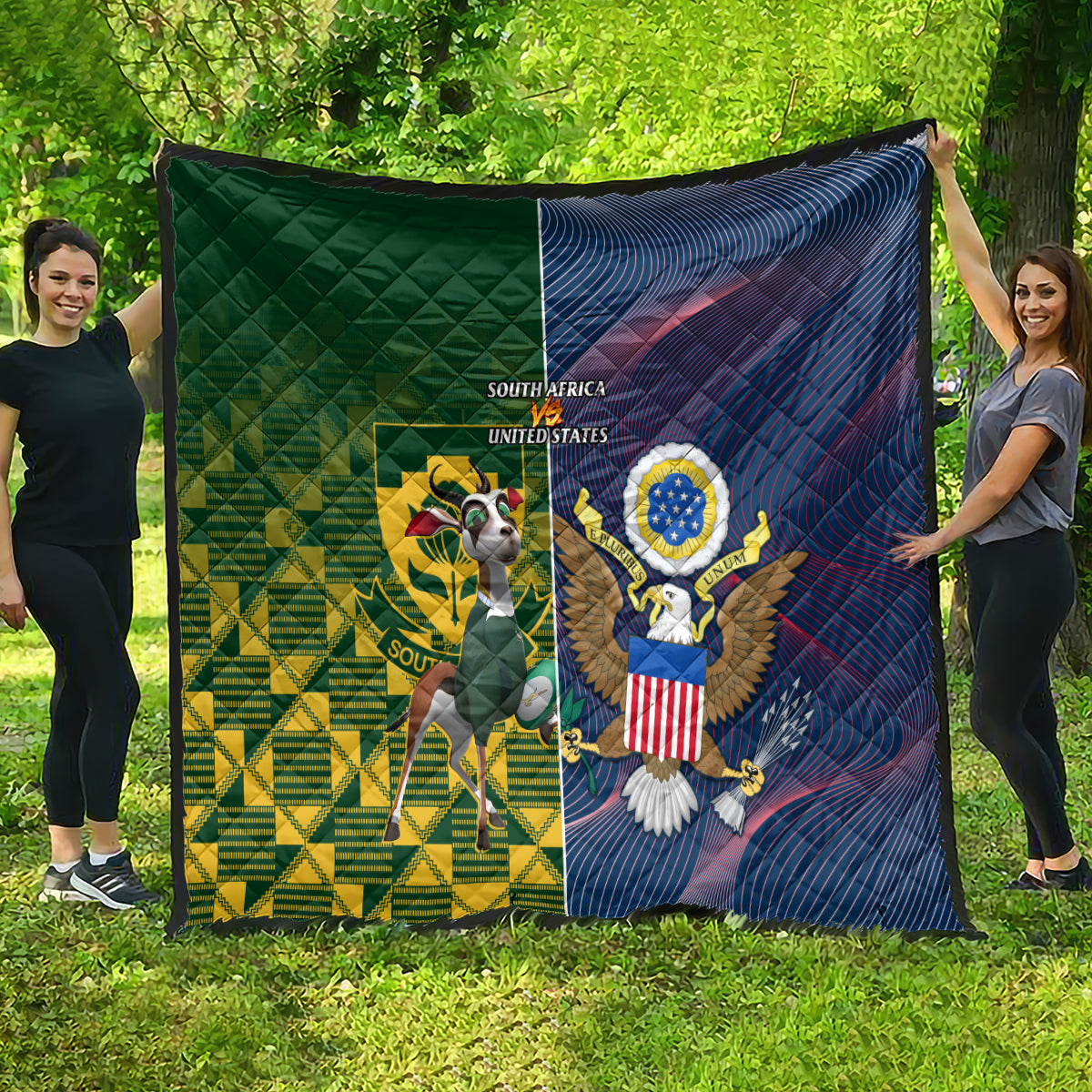 South Africa And United States Rugby Quilt 2023 Springboks Combine Eagles - Wonder Print Shop