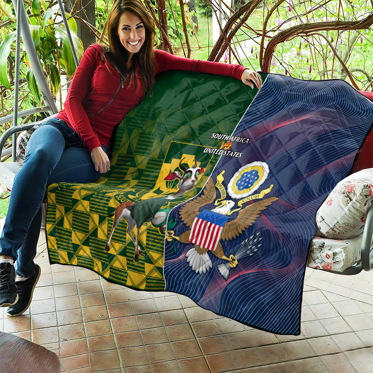 South Africa And United States Rugby Quilt 2023 Springboks Combine Eagles - Wonder Print Shop