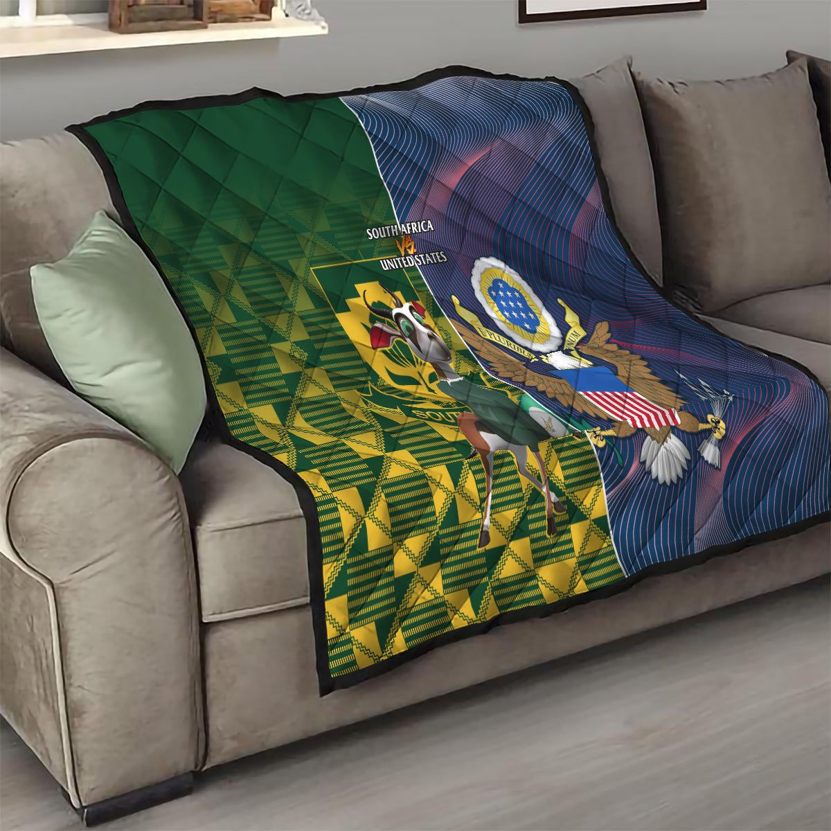 South Africa And United States Rugby Quilt 2023 Springboks Combine Eagles - Wonder Print Shop