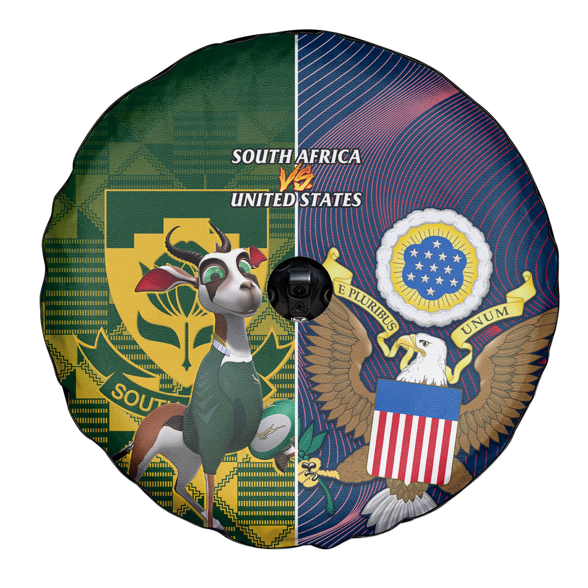 South Africa And United States Rugby Spare Tire Cover 2023 Springboks Combine Eagles - Wonder Print Shop