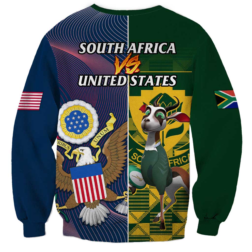 South Africa And United States Rugby Sweatshirt 2023 Springboks Combine Eagles LT14