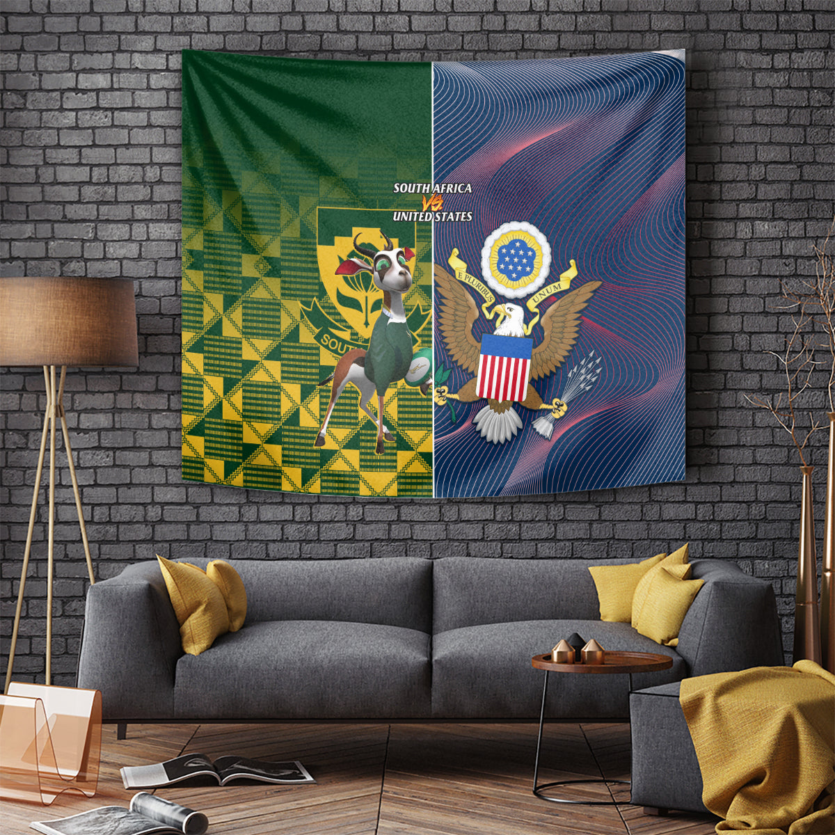 South Africa And United States Rugby Tapestry 2023 Springboks Combine Eagles - Wonder Print Shop