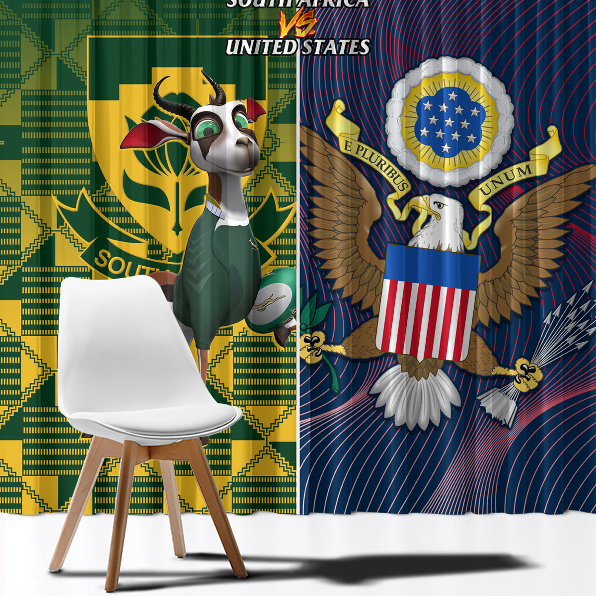 South Africa And United States Rugby Window Curtain 2023 Springboks Combine Eagles - Wonder Print Shop
