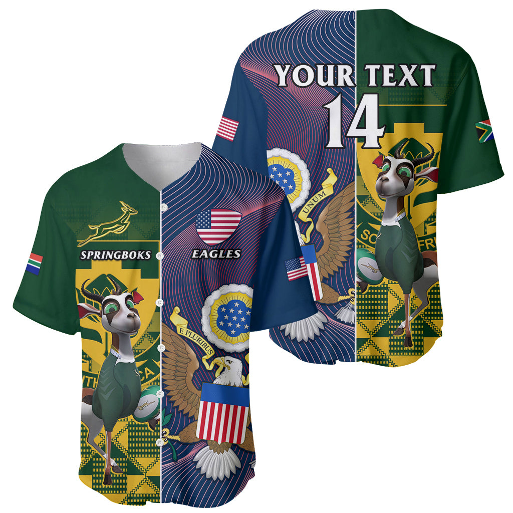 Custom South Africa And United States Rugby Baseball Jersey 2023 Springboks Combine Eagles - Wonder Print Shop