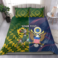 Custom South Africa And United States Rugby Bedding Set 2023 Springboks Combine Eagles - Wonder Print Shop