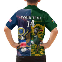 Custom South Africa And United States Rugby Family Matching Off Shoulder Maxi Dress and Hawaiian Shirt 2023 Springboks Combine Eagles - Wonder Print Shop