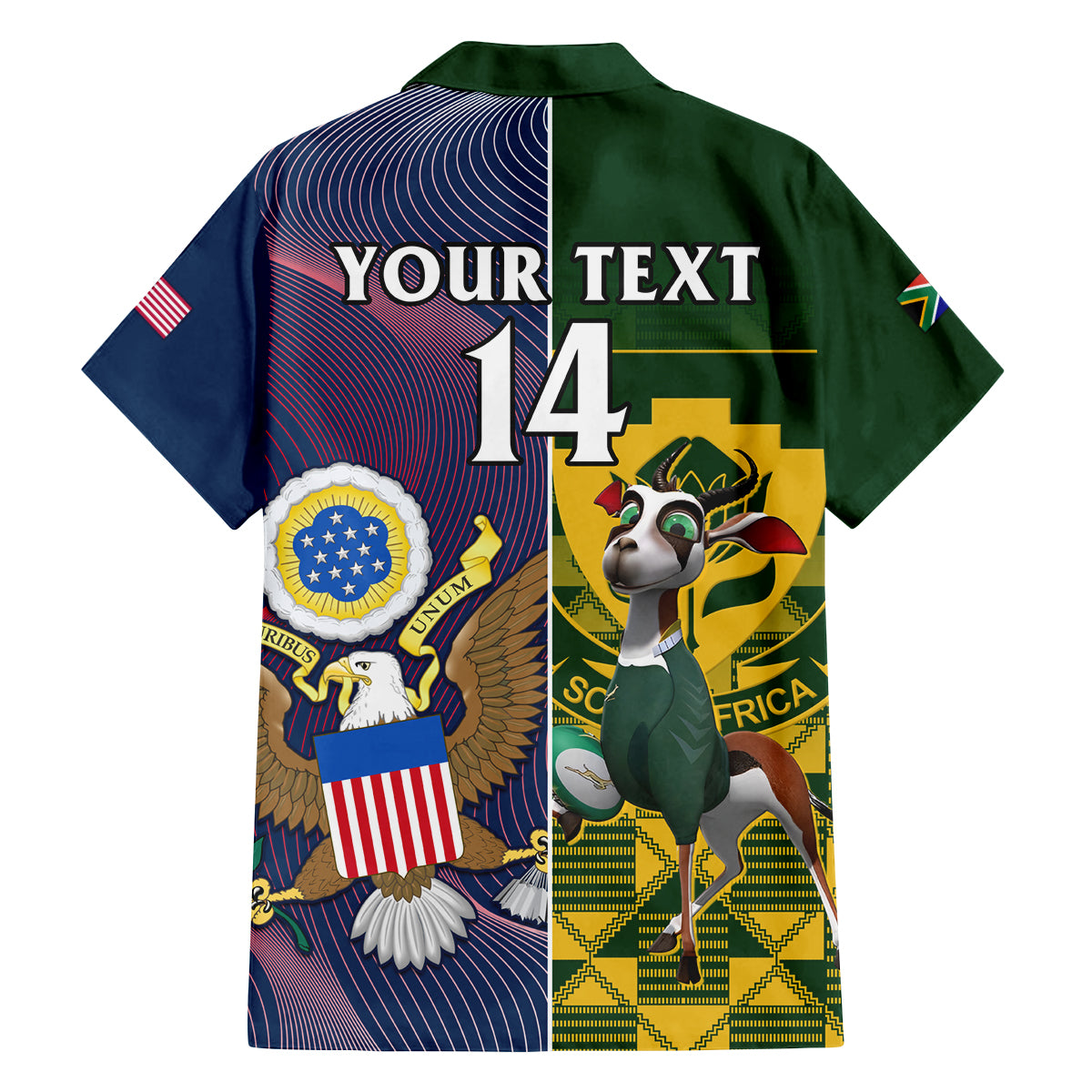 Custom South Africa And United States Rugby Family Matching Off Shoulder Short Dress and Hawaiian Shirt 2023 Springboks Combine Eagles - Wonder Print Shop