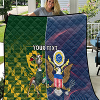 Custom South Africa And United States Rugby Quilt 2023 Springboks Combine Eagles - Wonder Print Shop