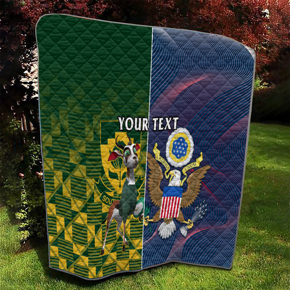 Custom South Africa And United States Rugby Quilt 2023 Springboks Combine Eagles - Wonder Print Shop