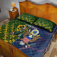 Custom South Africa And United States Rugby Quilt Bed Set 2023 Springboks Combine Eagles - Wonder Print Shop