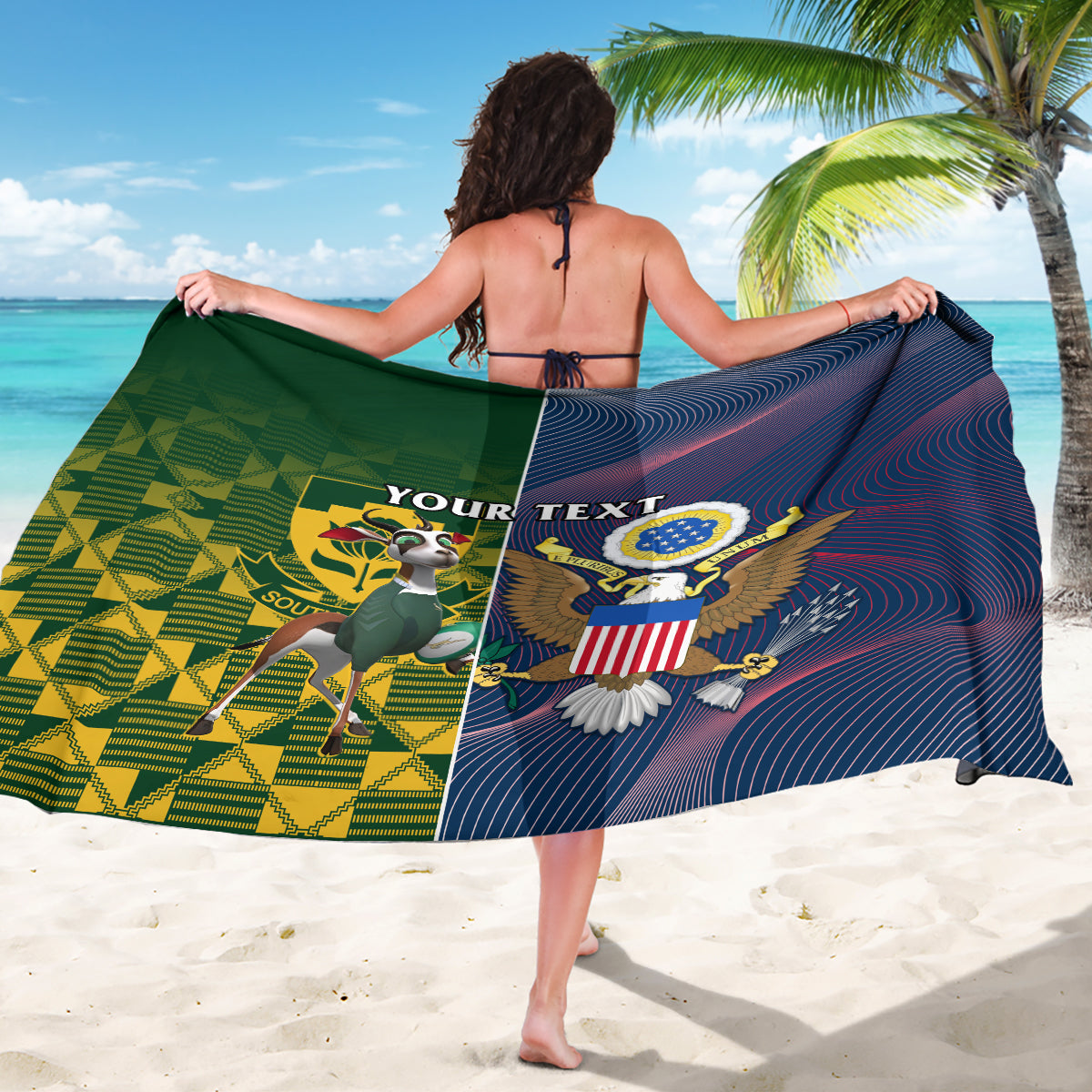 Custom South Africa And United States Rugby Sarong 2023 Springboks Combine Eagles - Wonder Print Shop
