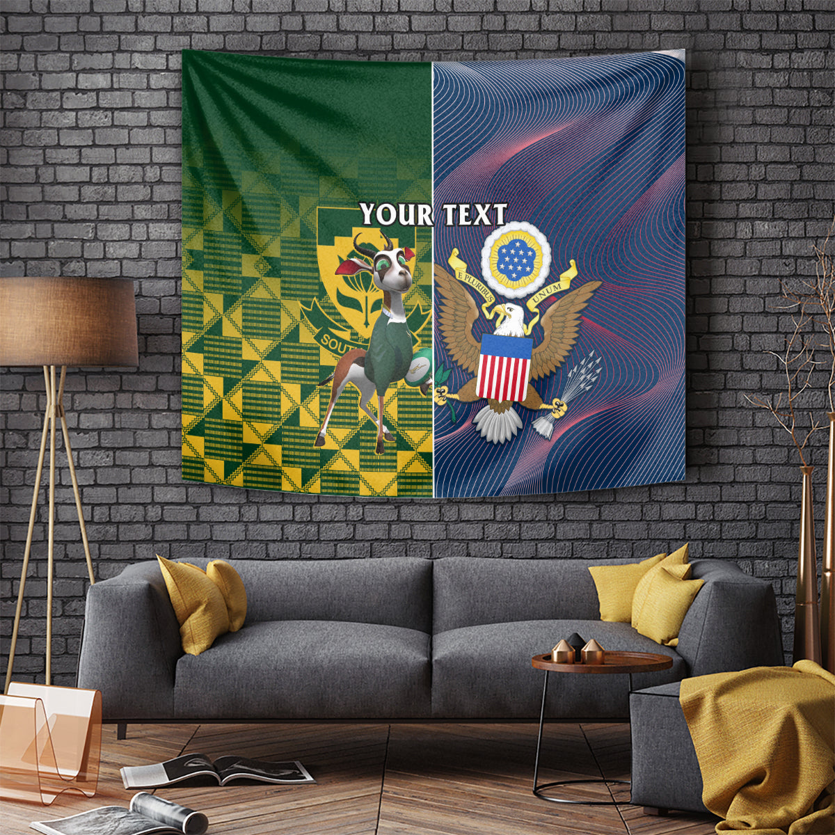 Custom South Africa And United States Rugby Tapestry 2023 Springboks Combine Eagles - Wonder Print Shop