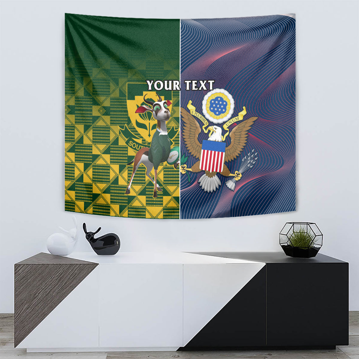 Custom South Africa And United States Rugby Tapestry 2023 Springboks Combine Eagles - Wonder Print Shop