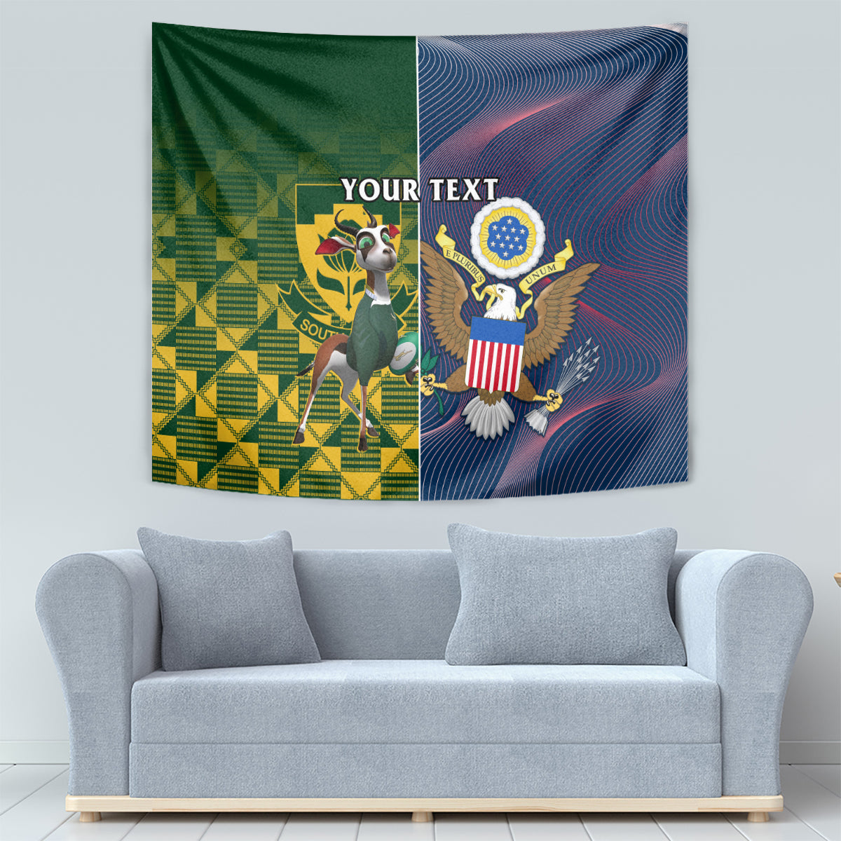 Custom South Africa And United States Rugby Tapestry 2023 Springboks Combine Eagles - Wonder Print Shop
