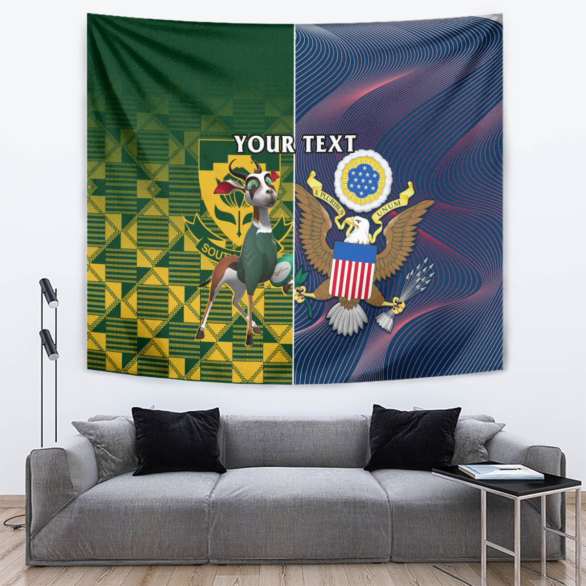 Custom South Africa And United States Rugby Tapestry 2023 Springboks Combine Eagles - Wonder Print Shop