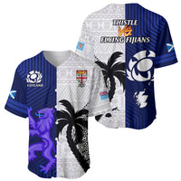 Fiji And Scotland Rugby Baseball Jersey Fijian Tapa Pattern With Thistle - Wonder Print Shop