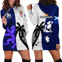 Fiji And Scotland Rugby Hoodie Dress Fijian Tapa Pattern With Thistle - Wonder Print Shop