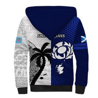 Fiji And Scotland Rugby Sherpa Hoodie Fijian Tapa Pattern With Thistle - Wonder Print Shop