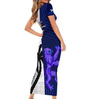 Fiji And Scotland Rugby Short Sleeve Bodycon Dress Fijian Tapa Pattern With Thistle - Wonder Print Shop