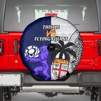 Fiji And Scotland Rugby Spare Tire Cover Fijian Tapa Pattern With Thistle - Wonder Print Shop