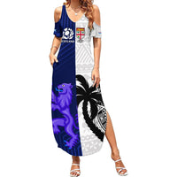 Fiji And Scotland Rugby Summer Maxi Dress Fijian Tapa Pattern With Thistle - Wonder Print Shop