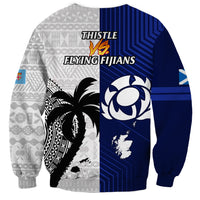 Fiji And Scotland Rugby Sweatshirt Fijian Tapa Pattern With Thistle - Wonder Print Shop