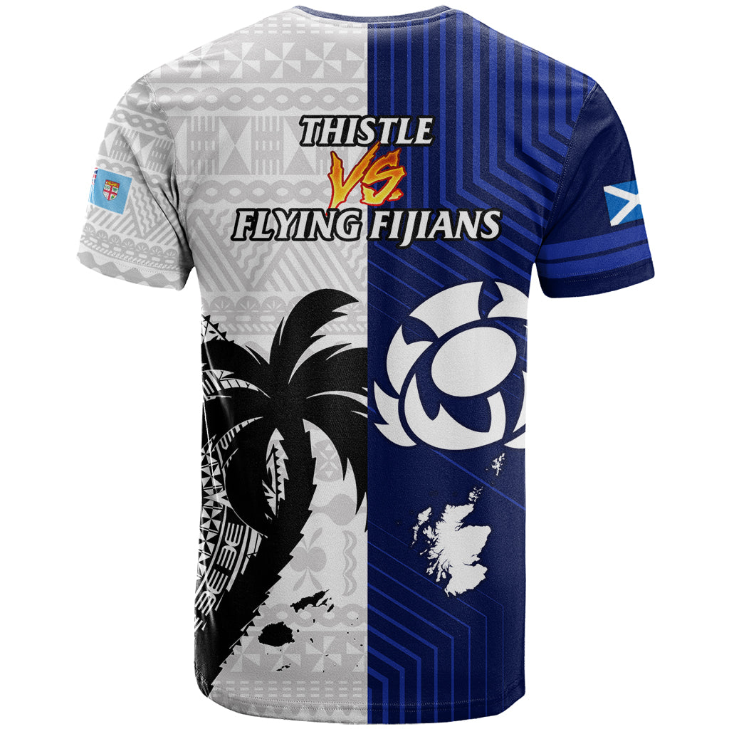 Fiji And Scotland Rugby T Shirt Fijian Tapa Pattern With Thistle - Wonder Print Shop