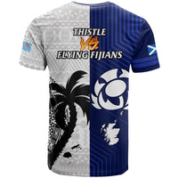 Fiji And Scotland Rugby T Shirt Fijian Tapa Pattern With Thistle - Wonder Print Shop