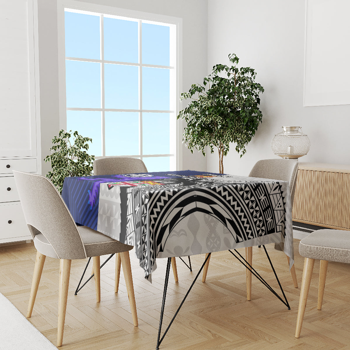 Fiji And Scotland Rugby Tablecloth Fijian Tapa Pattern With Thistle - Wonder Print Shop