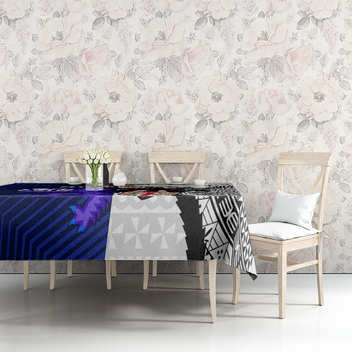Fiji And Scotland Rugby Tablecloth Fijian Tapa Pattern With Thistle - Wonder Print Shop