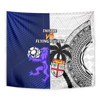 Fiji And Scotland Rugby Tapestry Fijian Tapa Pattern With Thistle - Wonder Print Shop