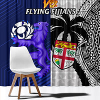 Fiji And Scotland Rugby Window Curtain Fijian Tapa Pattern With Thistle - Wonder Print Shop