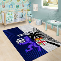 Custom Fiji And Scotland Rugby Area Rug Fijian Tapa Pattern With Thistle - Wonder Print Shop