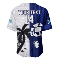Custom Fiji And Scotland Rugby Baseball Jersey Fijian Tapa Pattern With Thistle - Wonder Print Shop